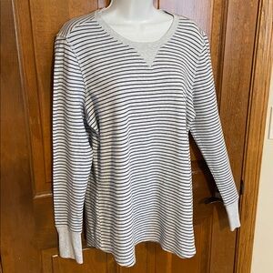 Carhartt WIP Long Sleeve Thermal Blue Stripes Relaxed Fit Snap Cuffs Size XL